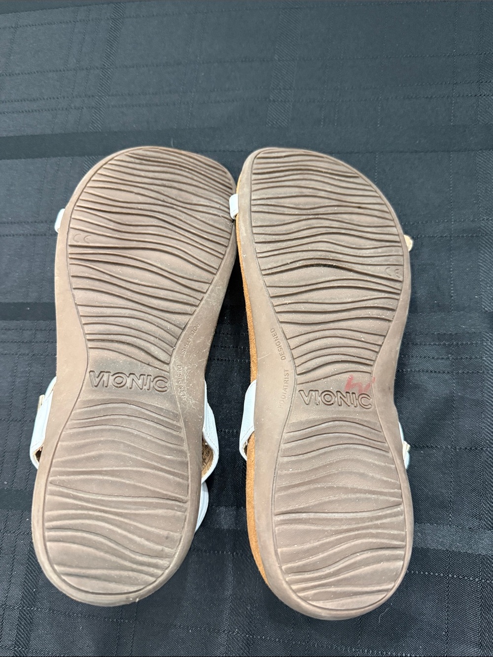 Vionic White T-Strap Sandals with Metallic Stud Accents - Picture 2 of 2